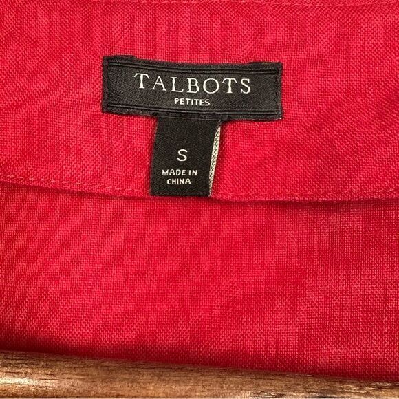 Talbots Womens 100%‎ Linen Tunic Top Size S Petite Red Embroidered Trim Beach - Picture 8 of 12